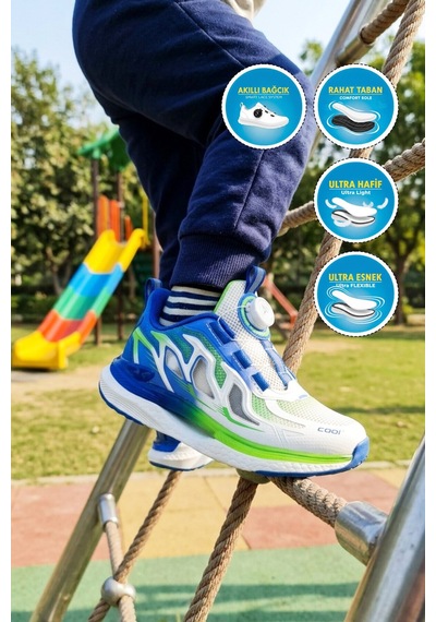 Cool Saks Geniş Kalıp Fileli Hafif Esnek Erkek Çocuk Spor Ayakkabı Zeo F Saks Mavi