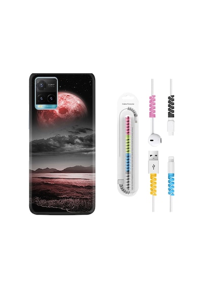 Vivo Y21S Kılıf Kablo Koruyuculu Red World 1836