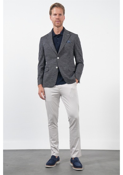 İmza Lacivert Mono Yaka Örme 6 Drop Slim Fit Ceket 1002260152