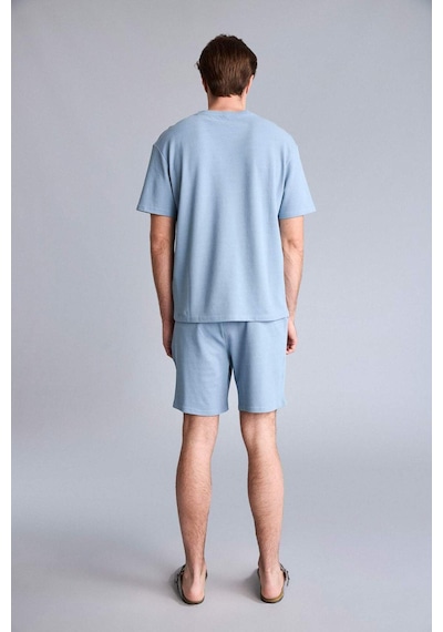 Defacto New Regular Fıt Kısa Kollu 2li Şort Tişört Pike Pijama Takım H5199ax26spbe299 Mavi-be299