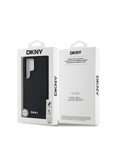 Galaxy Uyumlu S25 Ultra Kılıf Dkny Lisanslı Magnetik Pu Deri Grid Pattern Kapak Siyah