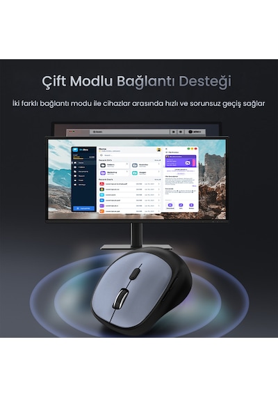 Veggieg G880 Dual-mode Bluetooth 5.3 Ve 2.4ghz 3600dpı Optik Kablosuz Mouse Gri Diğer
