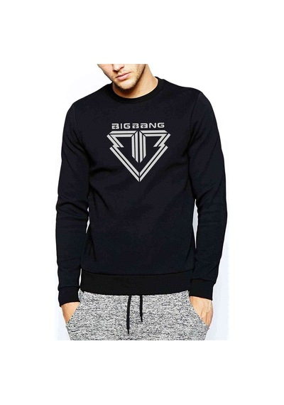 Big Bang Logo Baskılı Siyah Erkek Örme Sweatshirt