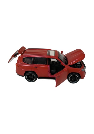 1:32 Metal Çek Bırak Arazi Aracı Toyota Land Cruiser Model Oyuncak Araba - Sesli Işıklı Kırmızı