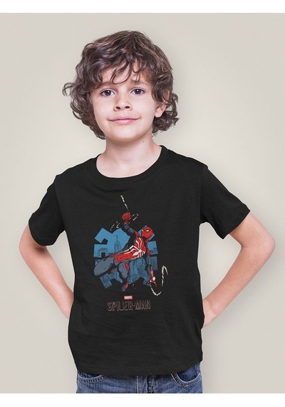 Sevbano Spider-man Baskılı Unisex Örümcek Adam Film Kahramanı Çocuk Tişör SIYAH