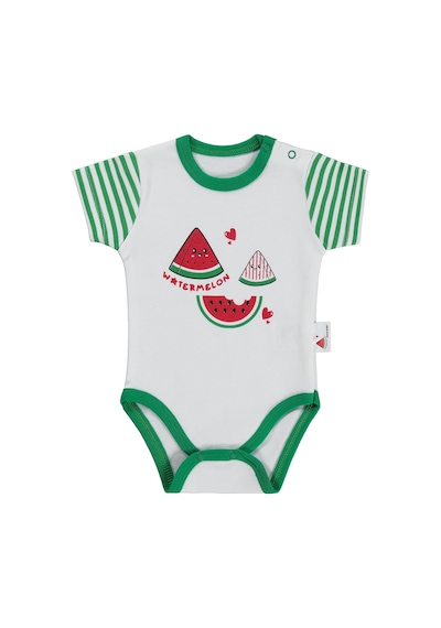 Nova Baby Karpuz Kokulu Kısa Kol 1-9 Ay Çıtçıtlı Badi - Ekru