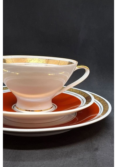 Vbe Gehren Doğu Almanya Cmhuriyeti Vintage Çay Fincanı 3 Parça 210 Ml Kirmızı