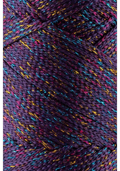 Sensy Multi Sparkle Simli Çok Renkli 200 Gr Polyester Makrome Ip Mor 2 Mm - 230 M