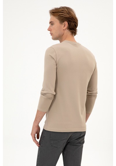 U.S. Polo Assn. Erkek Slim Fit Bisiklet Yaka Koyu Bej Süprem Basic Sweatshirt 50313744-VR088 U.S. Polo Assn. Erkek Slim Fit Bisiklet Yaka Koyu Bej Süprem Basic Sweatshirt 50313744-VR088