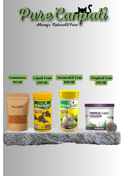Purecanpati Tropikal+wafers+gammarus Ve Sarımsaklı Yem Seti