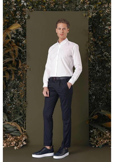 Efor Gk 711 Slim Fit Beyaz Klasik Gömlek Beyaz
