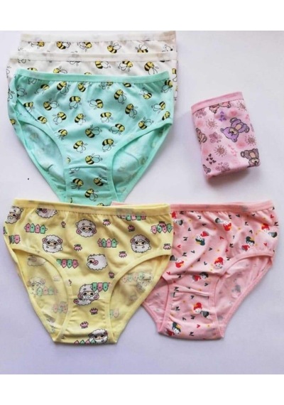 Kota 3402 Kız Çocuk Renkli Desenli Slip Külot 12 Adet 001