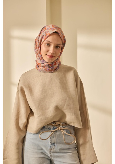 Silk Home Soft Eşarp 73090-13 Uruncu, Eflatun, Pastel Mor