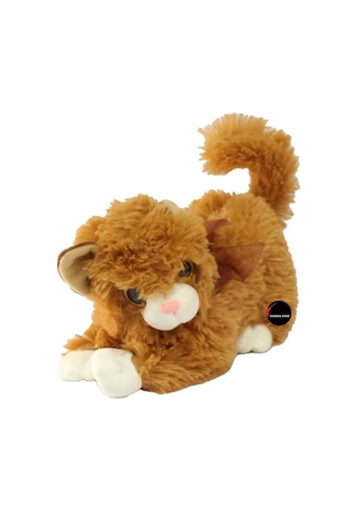 Miyavlayan Sesli Kedi Peluş Oyuncak 30 Cm Kahverengi