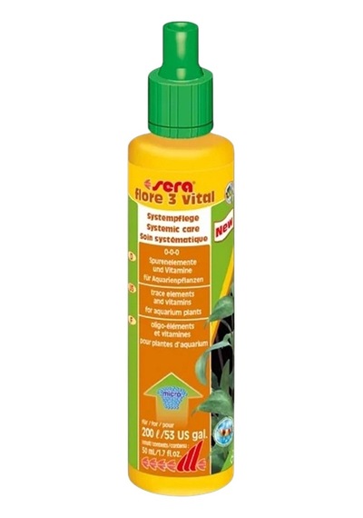 Sera Flore 3 Vital 50 Ml Akvaryum Bitkileri İçin Sıvı Eser Element Ve Vitamin Gübresi