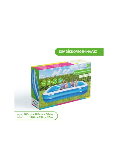 Marevia 305cm 183cm 50cm Şişme Dikdörtgen Havuz - 51259 Mavi