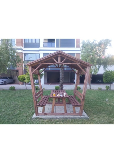 Çatılı Bank Çardak Pergola P47 Maun