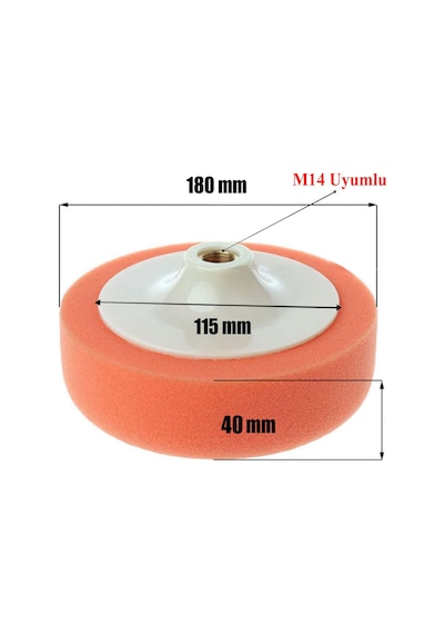 Pasta Cila Polisaj Süngeri Turuncu 150 mm + M14 Matkap Aparatı