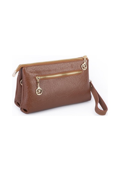 Nas Bag Kadın Çapraz Ve Clutch Çanta Bilek Ve Çapraz Askılı 24x15 Cm Taba Victoria