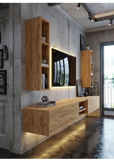 Resital Ledli Duvara Monte Tv Sehpası - Çam - W6002-6 Çam