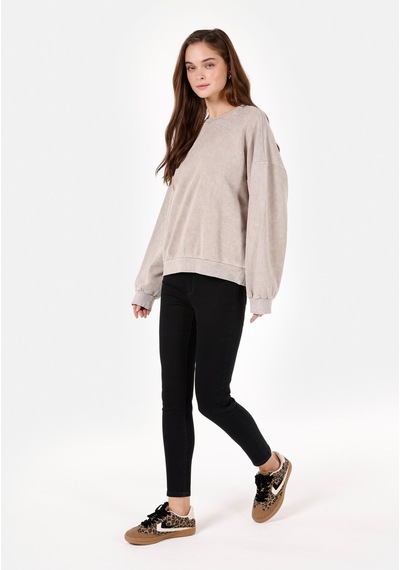 Colins Comfort Fit Yuvarlak Yaka Kadın Bej Sweatshirt Cl1070192 Q1.v2 Beı Bej