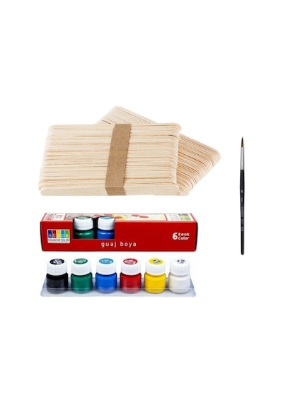 Geniş Dil Çubuğu Boyama Seti Guaj Boyalı 6x20 Ml Çok Renkli