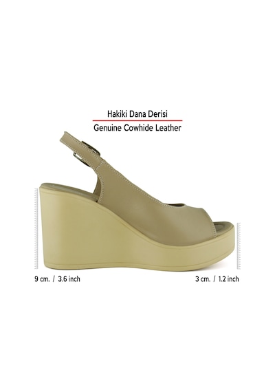 Erkan Saçmacı Mathilda Vizon Hakiki Dana Derisi Dolgu Topuklu Slingback Sandalet