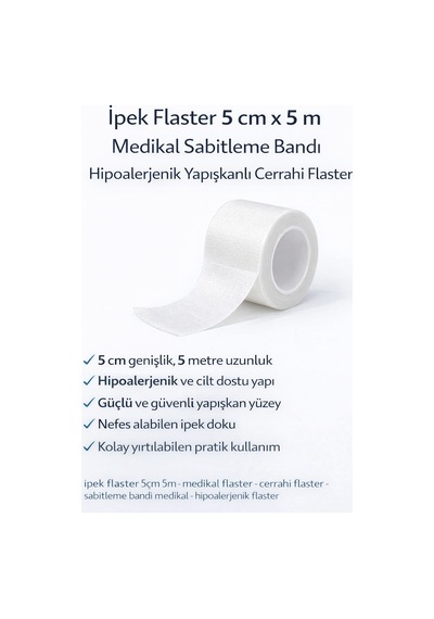 İpek Flaster 5 Cm X 5 M Medikal Sabitleme Bandı Hipoalerjenik Yapışkanlı Cerrahi Flaster