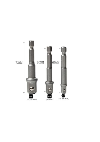 3 Lü Hex Elektrikli Matkap Bit Sürücü Soket 1/4 "3/8" 1/2 "soket Bit Adaptörü Matkap Somun Anahtarı
