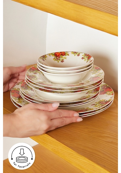 Karaca Elegance Bone Montebello 60 Parça 8 Kişilik Yemek Takımı Ve Kahvaltı Seti Renkli