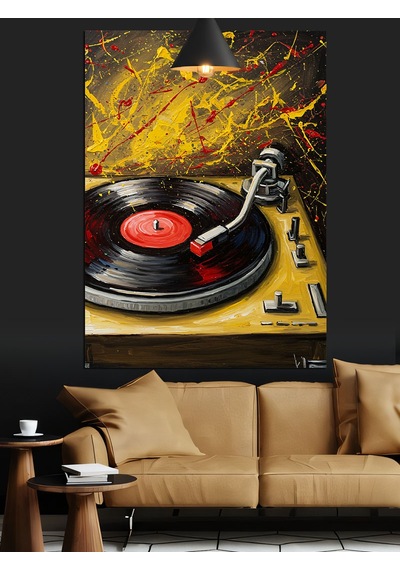 Pikap Kayıt Vinil Müzik Dekoratif Kanvas - Mdf Ahşap Tablo