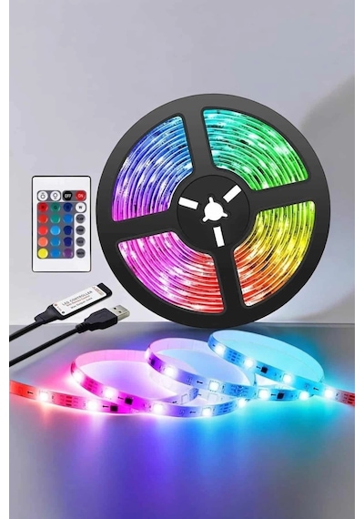 Yeni Nesil Rgb Işıklı 10metre Şerit Led Kumandalı Kullanım Çok Renkli