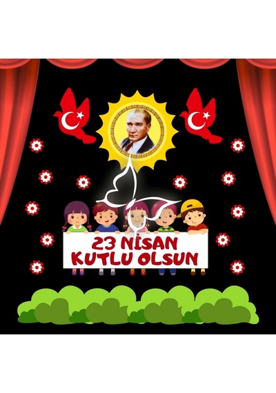 23 Nisan Kutlu Olsun Premium Vinil Pano 160 160 Cm 04 Tek Parça Diğer