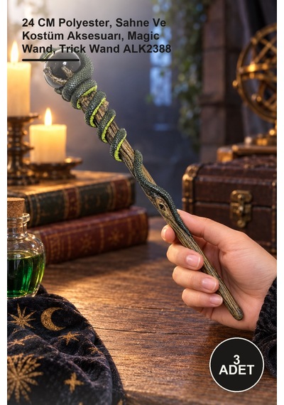 3 Adet Polyester Sihirli Asa 24 Cm Polyester, Sahne Ve Kostüm Aksesuarı, Magic Wand, Trick Wand Alk2388