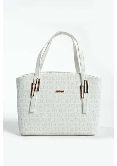 Just Polo Kadın Monogram Baskılı El Ve Omuz Çantası 232066mh Beyaz