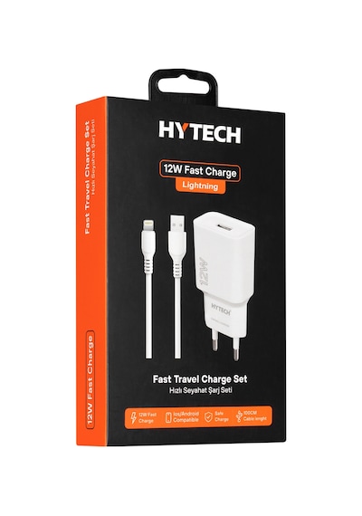 Hytech HY-XT50L 12W 5V 2.4A Apple Uyumlu iPhone Beyaz Kablo + Ev Şarj Adaptör