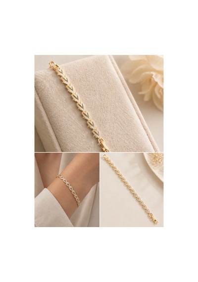 Luxeo Gold Kalp Formlu Taşlı İnce Bileklik Prime Koleksiyonu Xuping Altın Kaplama