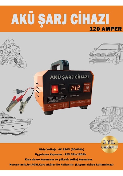 Polat 12 Volt 5-120 Amper Akü Şarj Cihazı