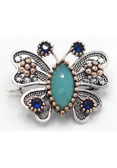 Topaz Taşlı Kelebek Model Telkari Gümüş Kadın Broş 201025415 Gümüş