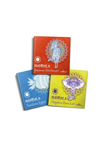 Mandala Büyükler Için Boyama Seti - 3 Kitap