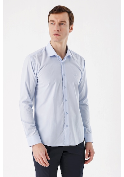 MORVEN  Erkek A. MAVİ Basic Slim Fit Gömlek Çok Renkli