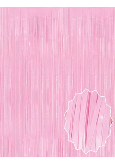 Soft Pembe Püsküllü Kapı Perdesi - Parti, Baby Shower, Cinsiyet Partisi 1x2 M "