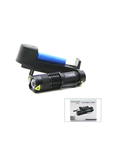 Gold Orion Or-82 2in1 Küçük Zoomlu El Feneri Ve Cob Led - Metal Kasa, 9 Cm Çok Renkli
