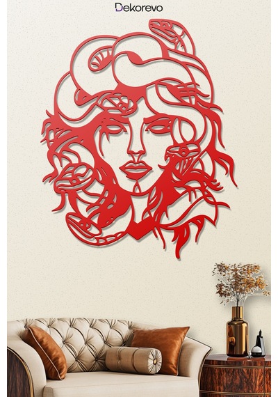 Medusa Metal Duvar Tablosu - Kırmızı - 21 X 30 Cm