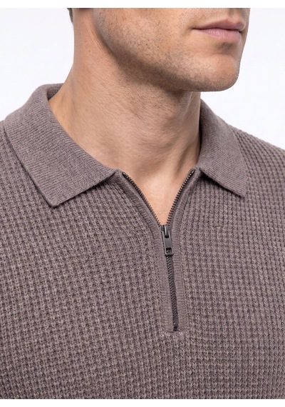 Fabrika F6wm-kzk 2035 Vizon Erkek Slim Fit Polo Yaka Triko Kazak