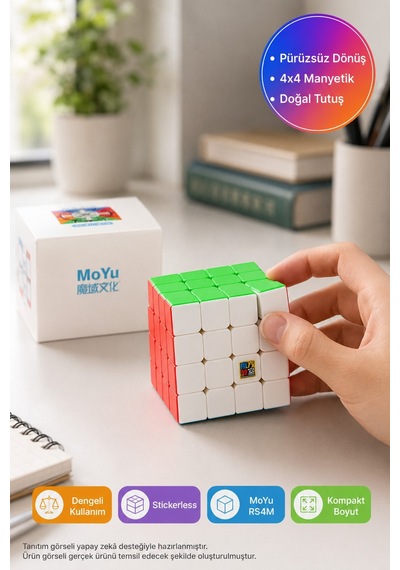 Moyu 4x4 Manyetik Zeka Küpü Rs4m Stickerless Speed Cube Mf8891 6,2x6,2x6,2 Cm