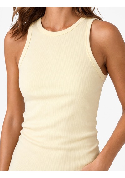 Koton Slim Fit Pamuklu Halter Yaka Fitilli Atlet Sarı 6sak10099ek