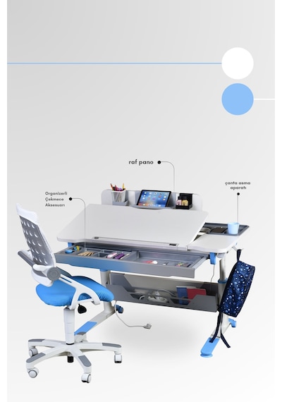 Creo Mobili Yükseklik Ve Eğim Ayarlı, Sirius Advanced Bilgisayar Ve Çalışma Masası Takımı Beyaz/mavi Gri Creo Mobili Yükseklik Ve Eğim Ayarlı, Sirius Advanced Bilgisayar Ve Çalışma Masası Takımı Beyaz/mavi Gri