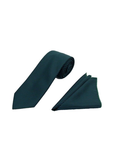 Brianze 7 Cm Lacivert Yeşil Desenli Kravat Mendil Set Lacivert