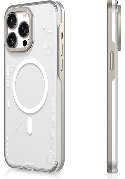 Apple iPhone 16 Pro Uyumlu Kılıf Magsafe Şarj Özellikli Çıkarılabilir Arka Yüzeyli Youngkit Mecha Gold